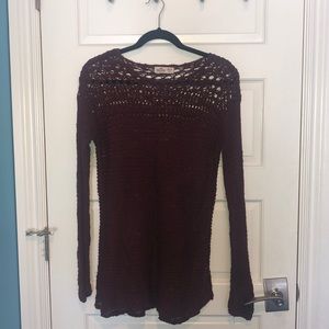 Hollister Maroon Long Knit Sweater